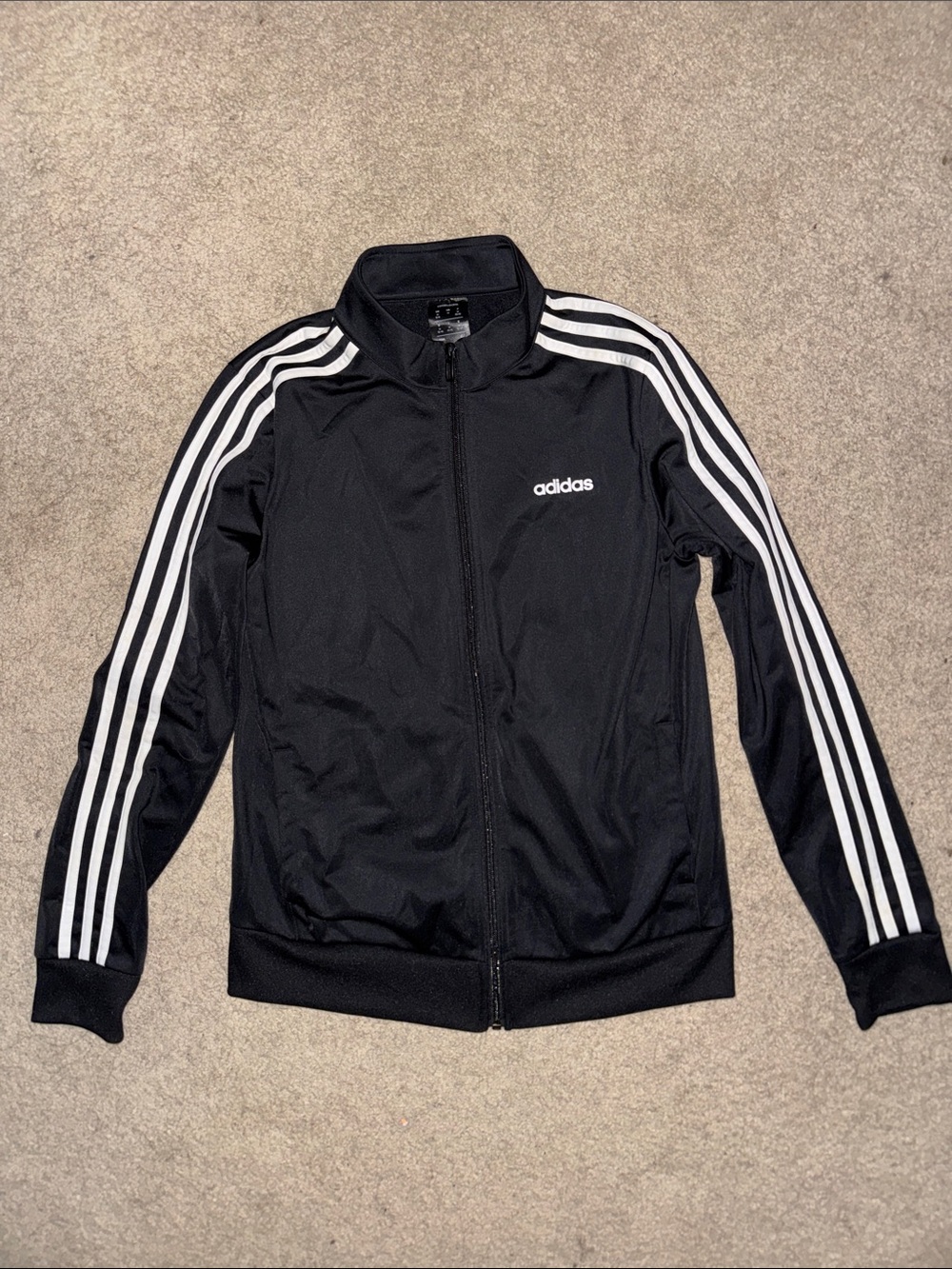 adidas Black Track Jacket with White 3-Stripe Sleeves